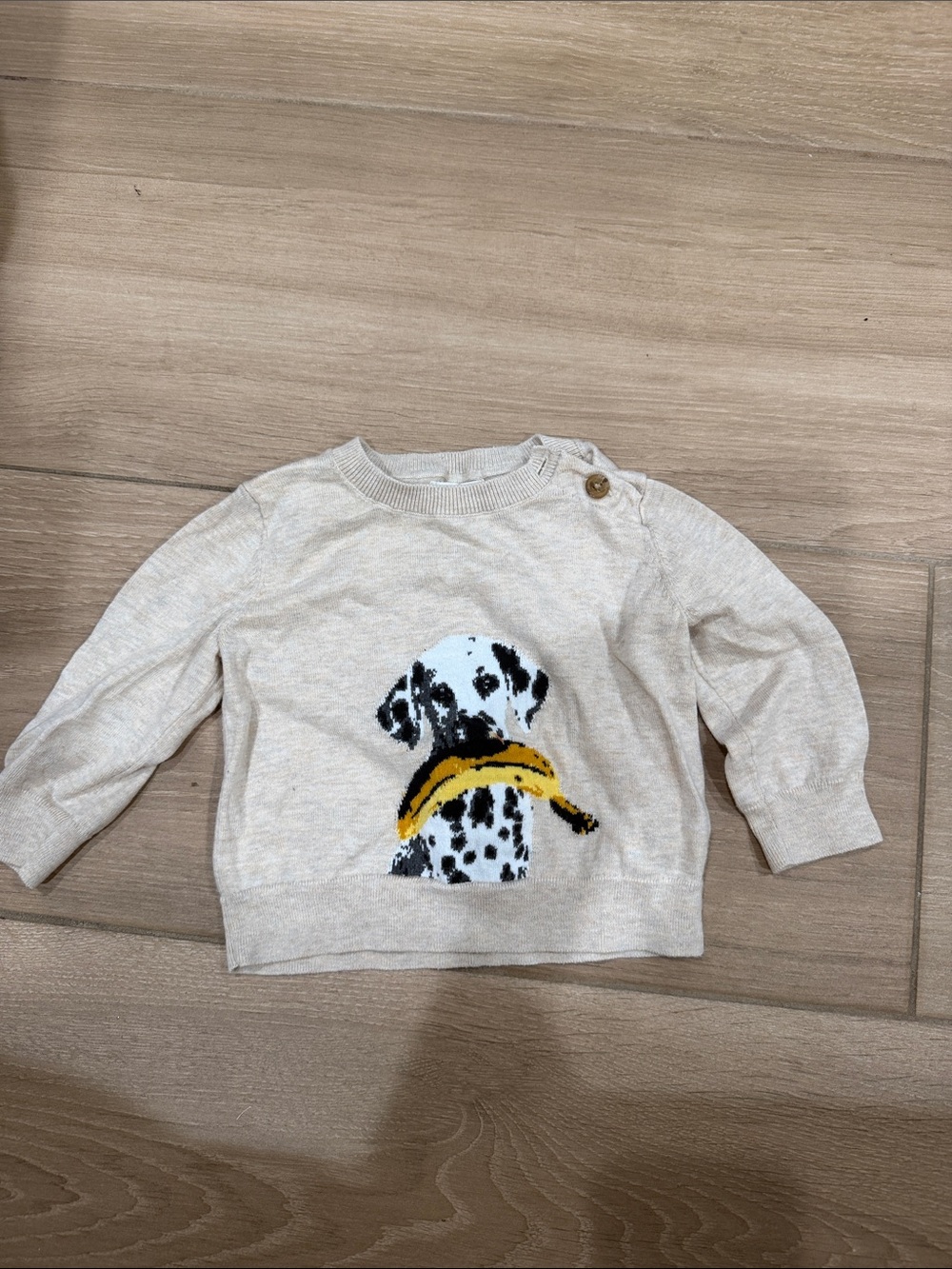 Banana Republic Cream Dalmatian & Yellow Banana Knit Sweater